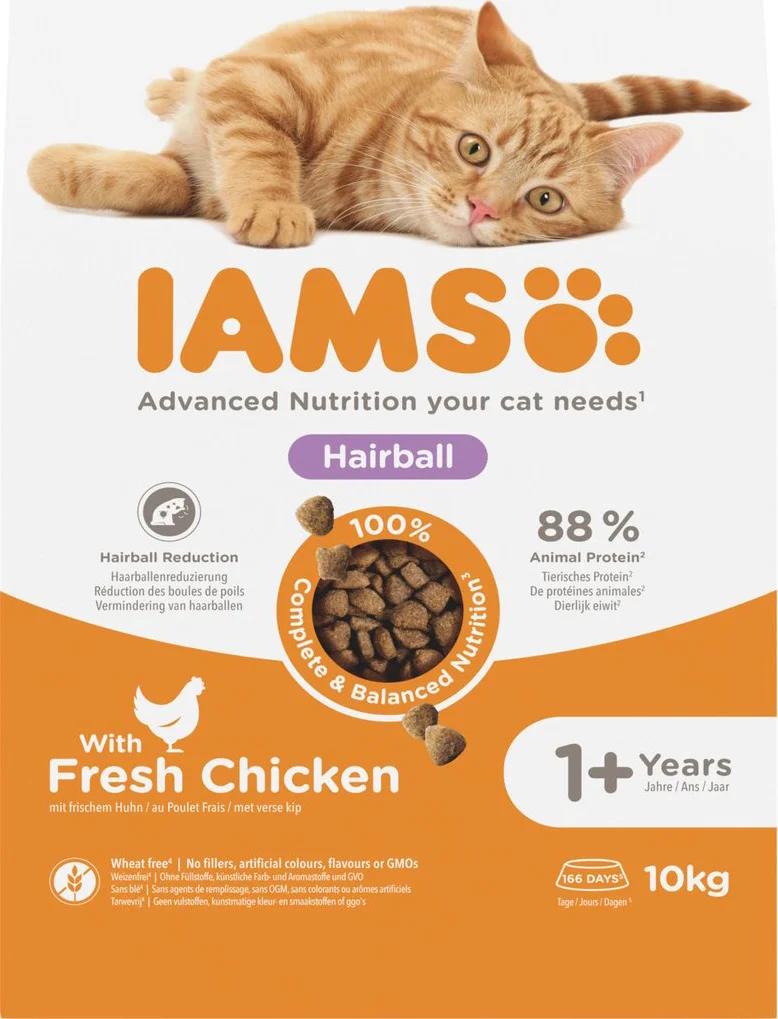 IAMS Kat Adult Hairball Control Kip 10 kg