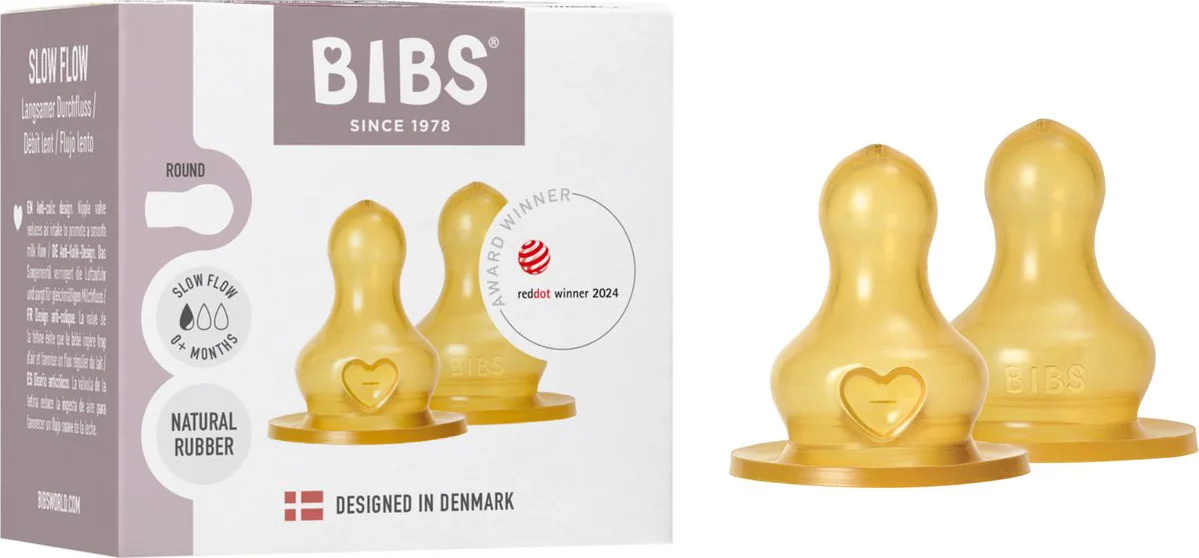 BIBS Slow Flow 0+ Maanden Flessenspenen 2ST