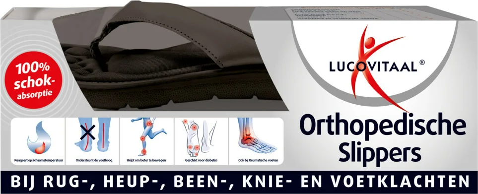 3x Lucovitaal Orthopedische Slipper Zwart Maat 45-46 1 paar