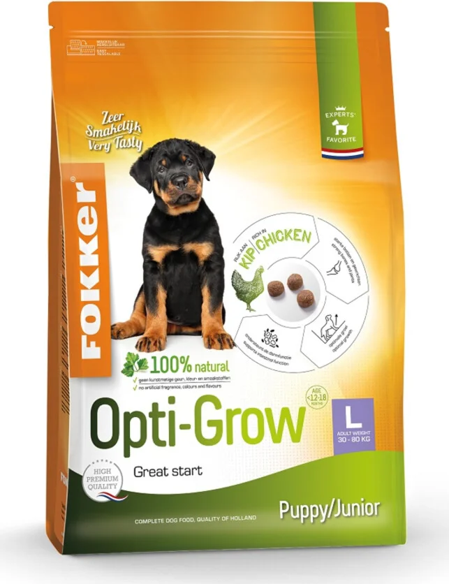 3x Fokker Opti-Grow Hondenvoer L 2,5 kg