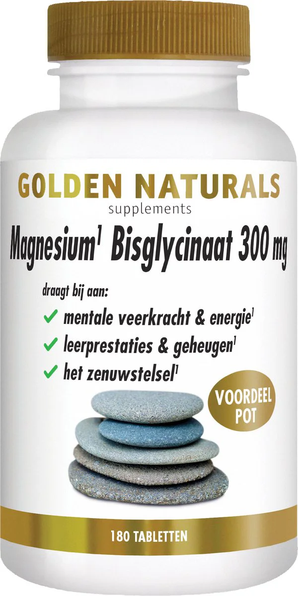 Golden Naturals Magnesium Bisglycinaat 300mg Vegan 180 tabletten