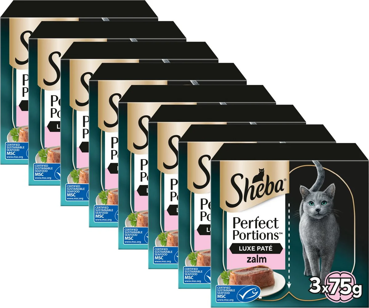 8x Sheba Perfect Portions Kattenvoer Natvoer Luxe Zalm Paté 112,5 gr