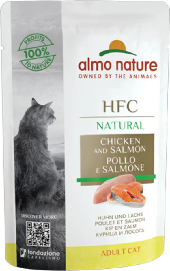 48x Almo Nature HFC Natural Kattenvoer Nat Kip & Zalm 55 gr