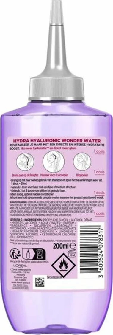 3x L'Oréal Elvive Hydra Hyaluronic Wonder Water 200 ml
