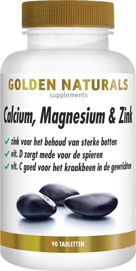 2x Golden Naturals Calcium, Magnesium & Zink Vegan 90 tabletten