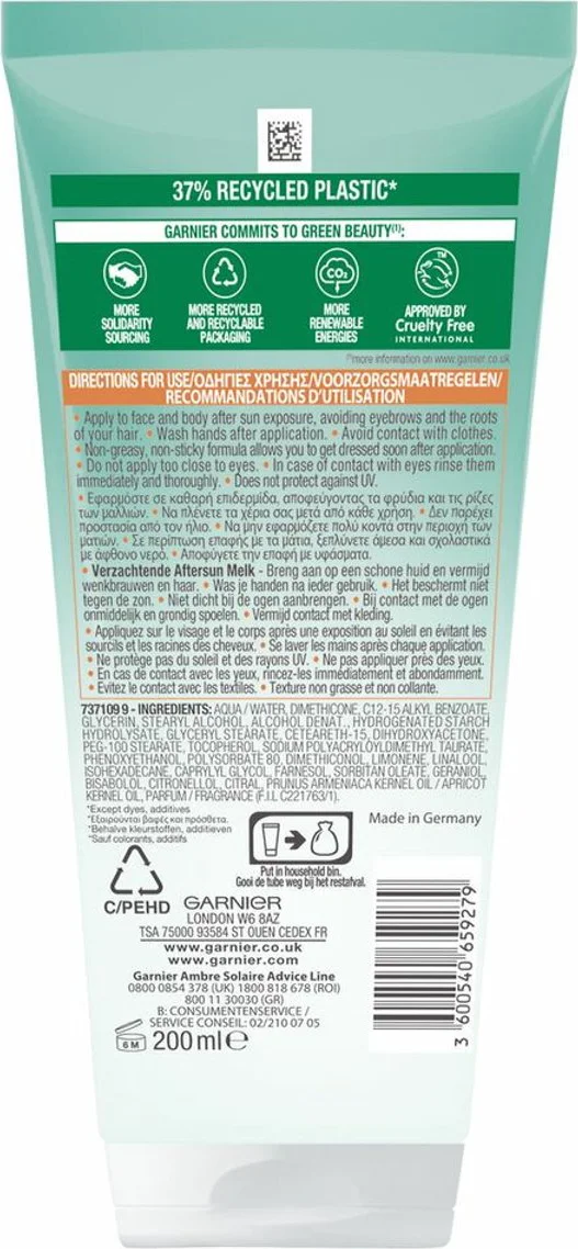 3x Garnier Ambre Solaire Aftersun Melk met Zelfbruiner 200 ml