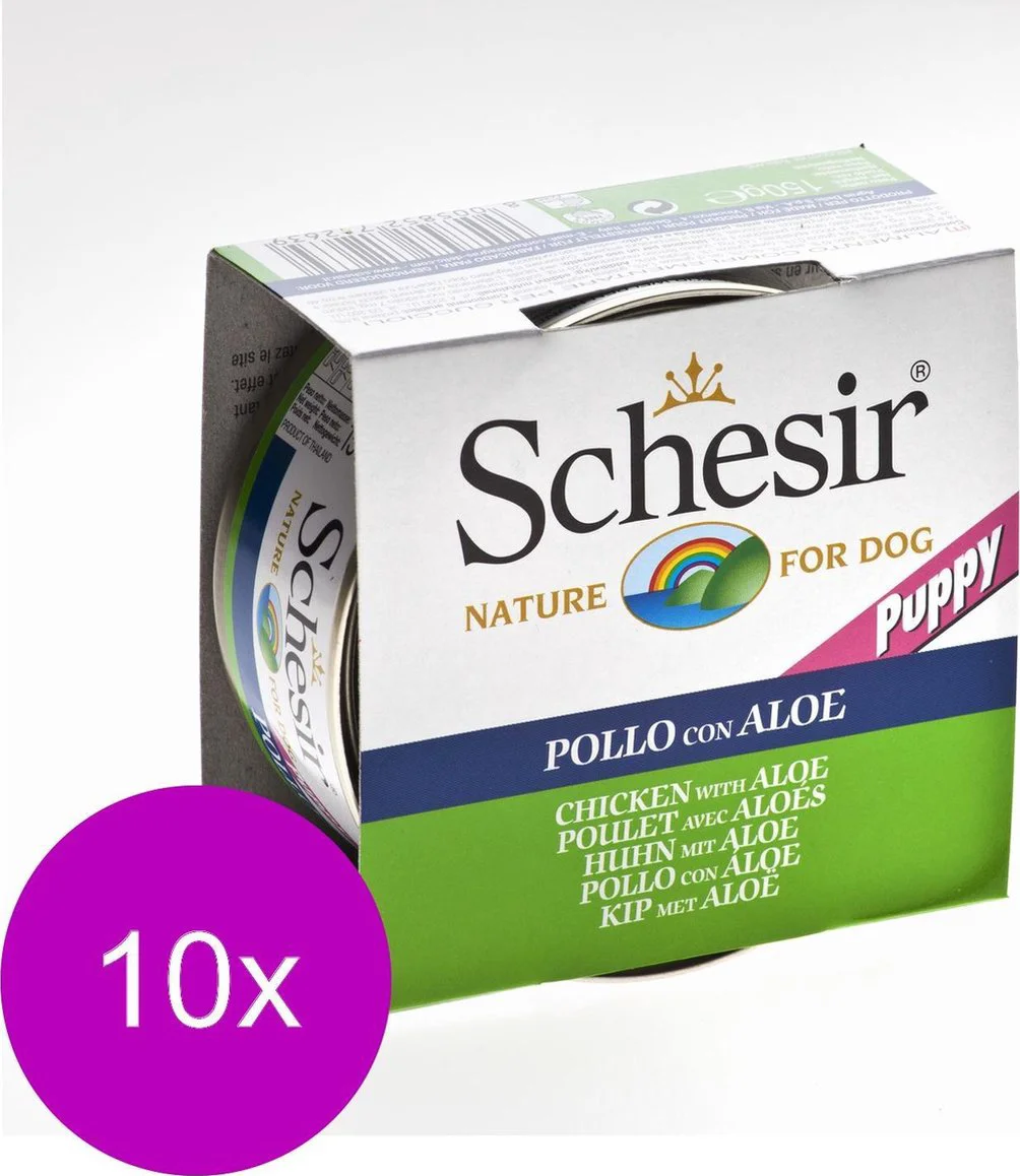 10x Schesir Hondenvoer Puppy Kip Aloe in Gelei 150 gr