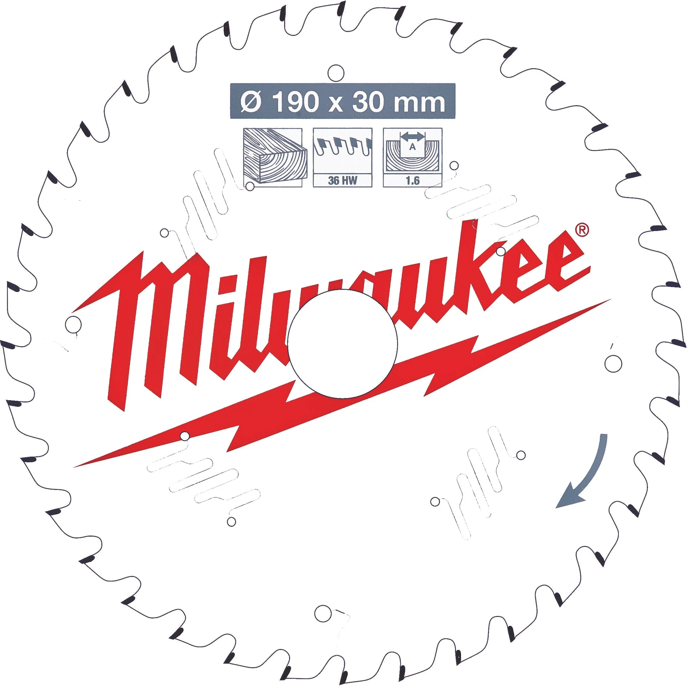 Milwaukee Cirkelzaagblad voor Hout | Ø 190mm Asgat 30mm 36T - 4932471301