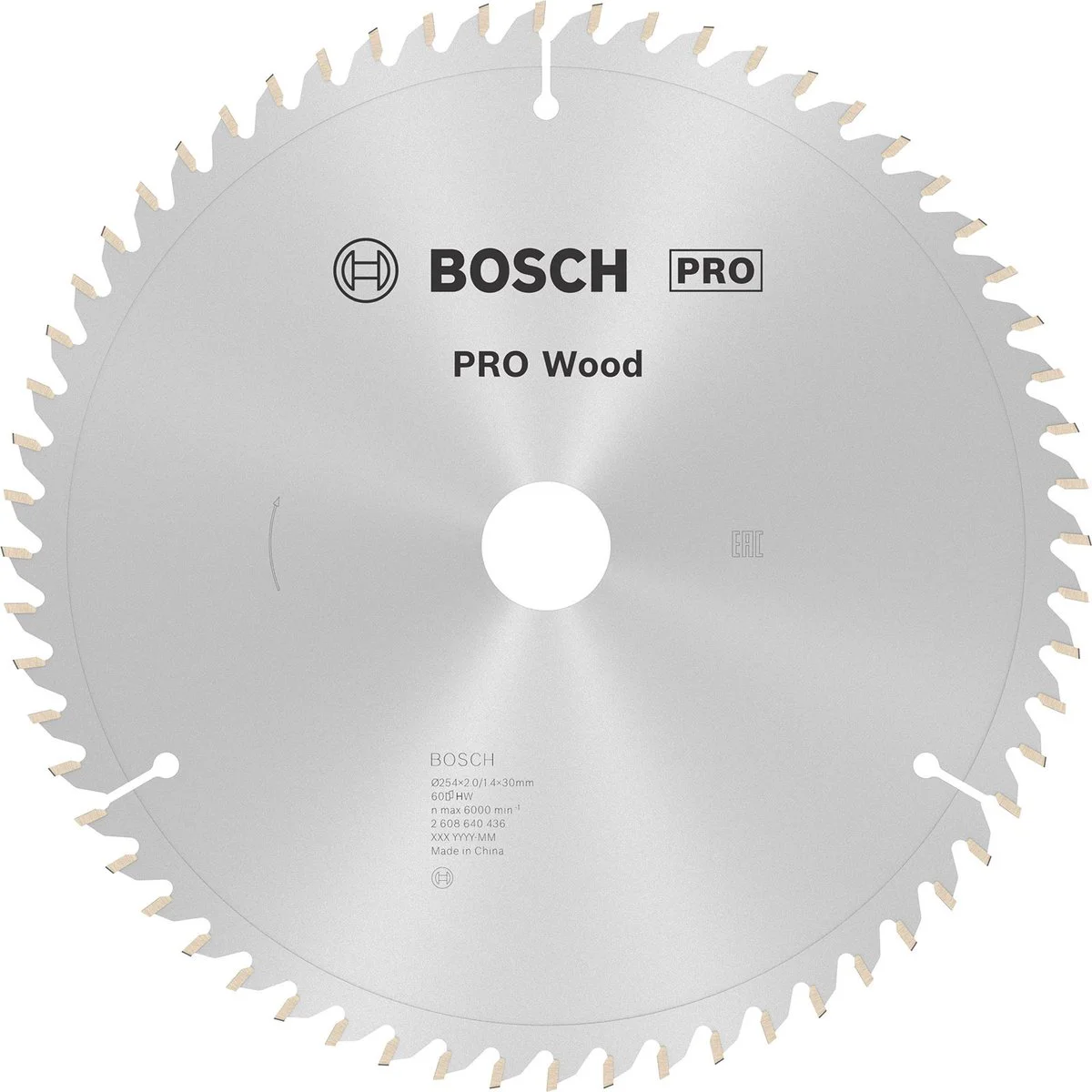 Bosch Professional PRO Wood Cirkelzaagblad | 254 x 2,0 x 30 mm | 60-tands - 2608640436