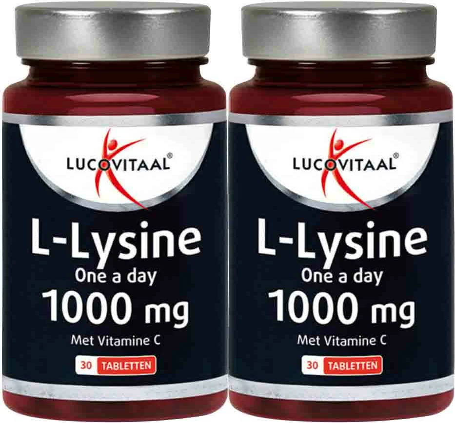 2x Lucovitaal L-Lysine 1000 mg One a Day 30 tabletten