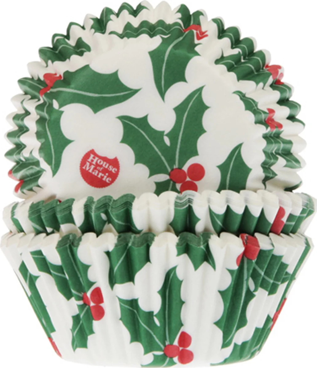 House of Marie Cupcake vormpjes - Kerst Hulst - 50 stuks