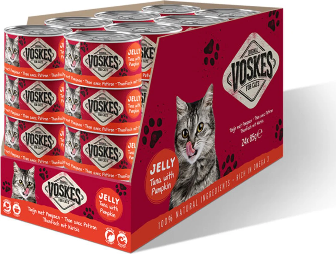 24x Voskes Kattenvoer Nat Tonijn met Pompoen 85 gr