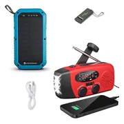 Noodradio Voor Rampen - Solar Powerbank - Powerbank Zonneenergie - Radio Opwindbaar - Noodradio - Noodradio Solar Opwindbaar - Rood
