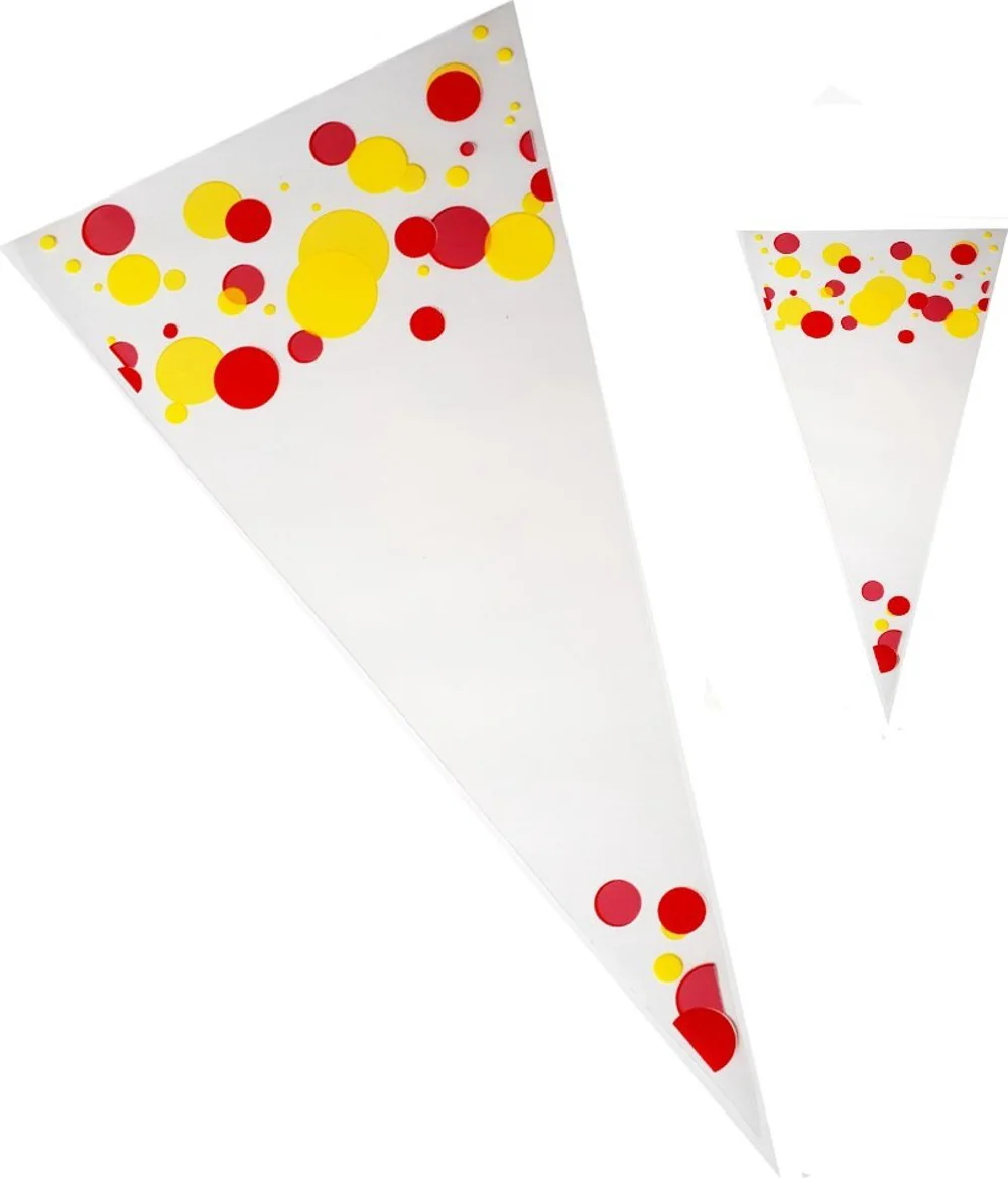 Puntzak 18x37cm Gele met rode stip - 250 stuks