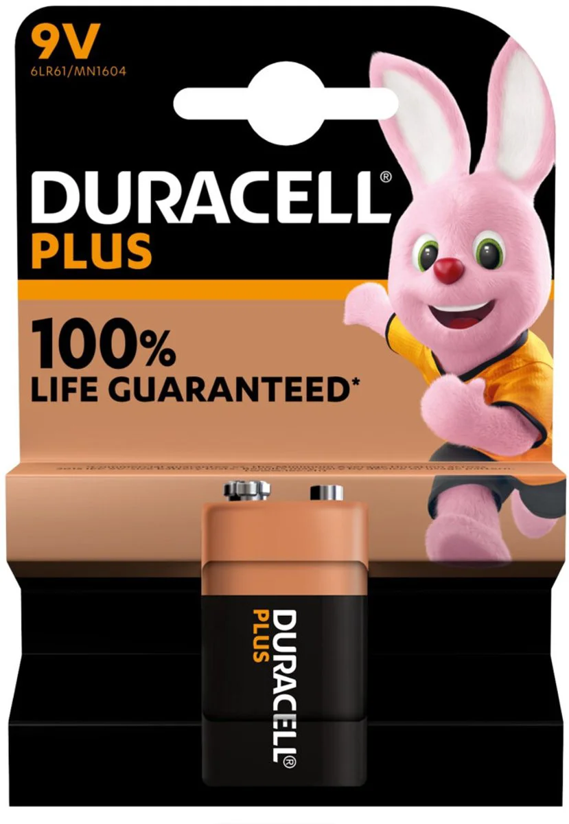 10x Duracell Alkaline Batterijen Plus 100 9V