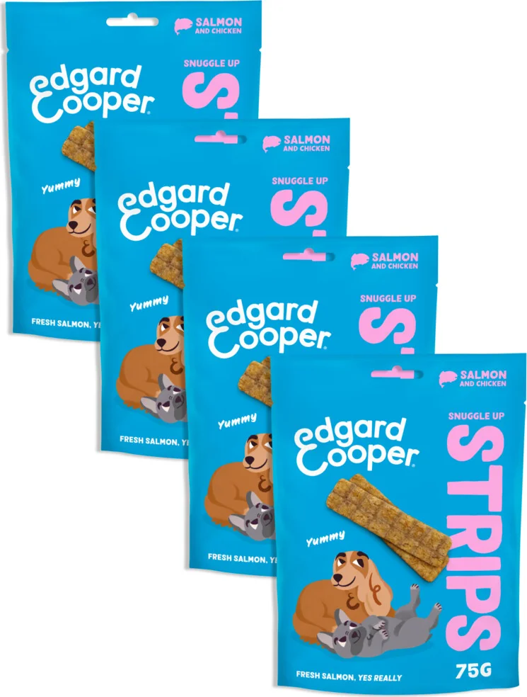 4x Edgard & Cooper Adult Strips Zalm & Kip 75 gr