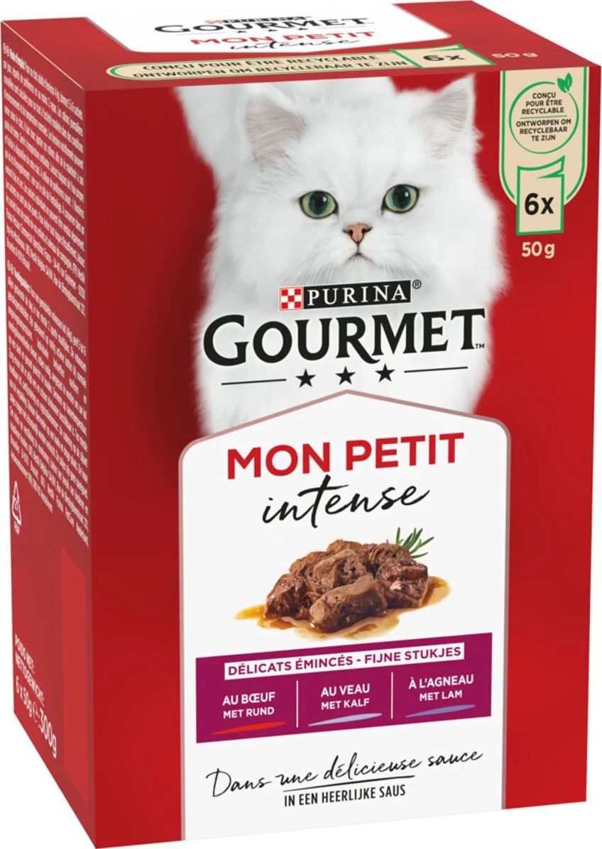 8x Gourmet Mon Petit Kattenvoer Nat Vlees 6 x 50 gr