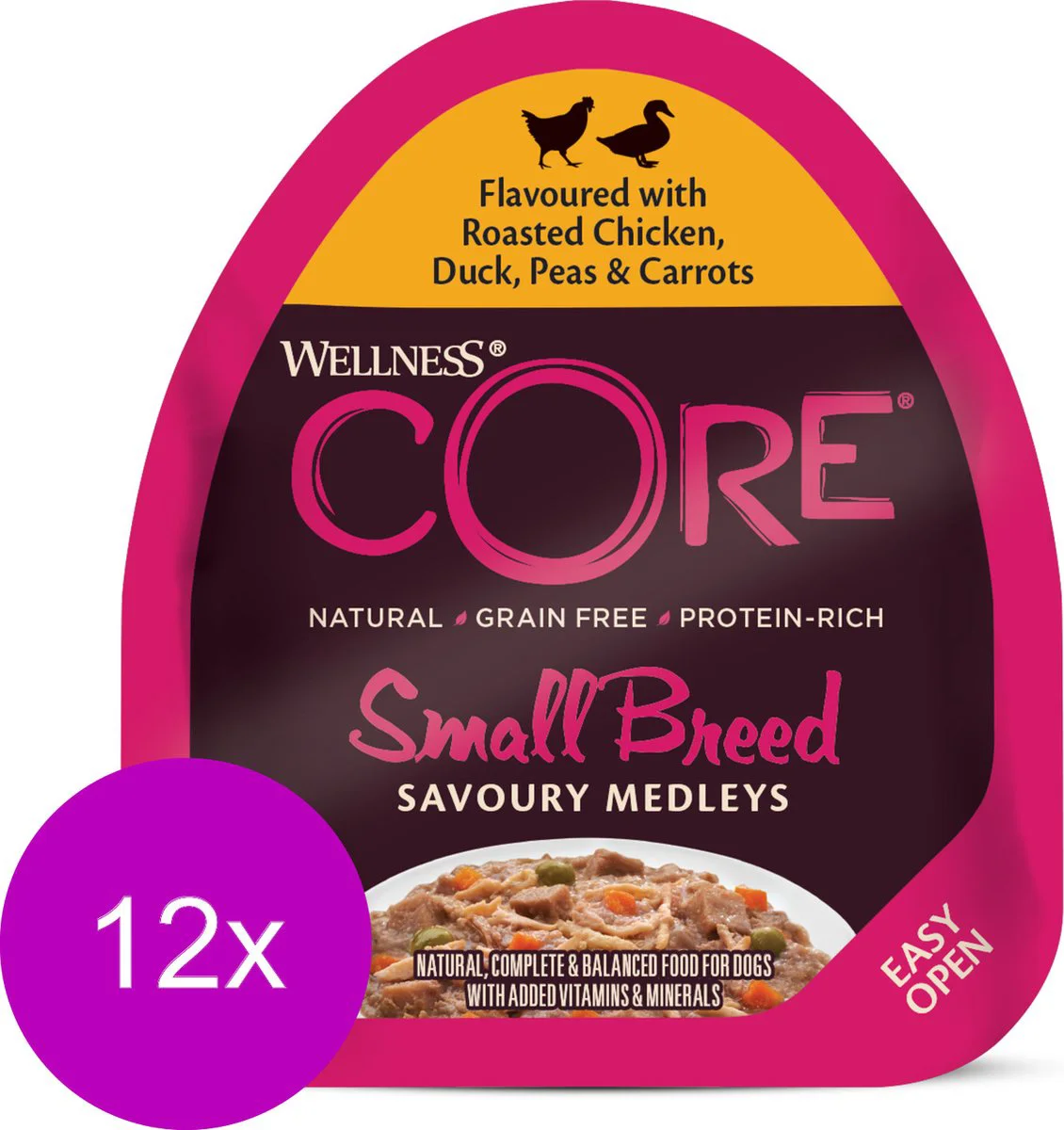 12x Wellness Core Hondenvoer Small Savoury Medleys Kip - Eend 85 gr