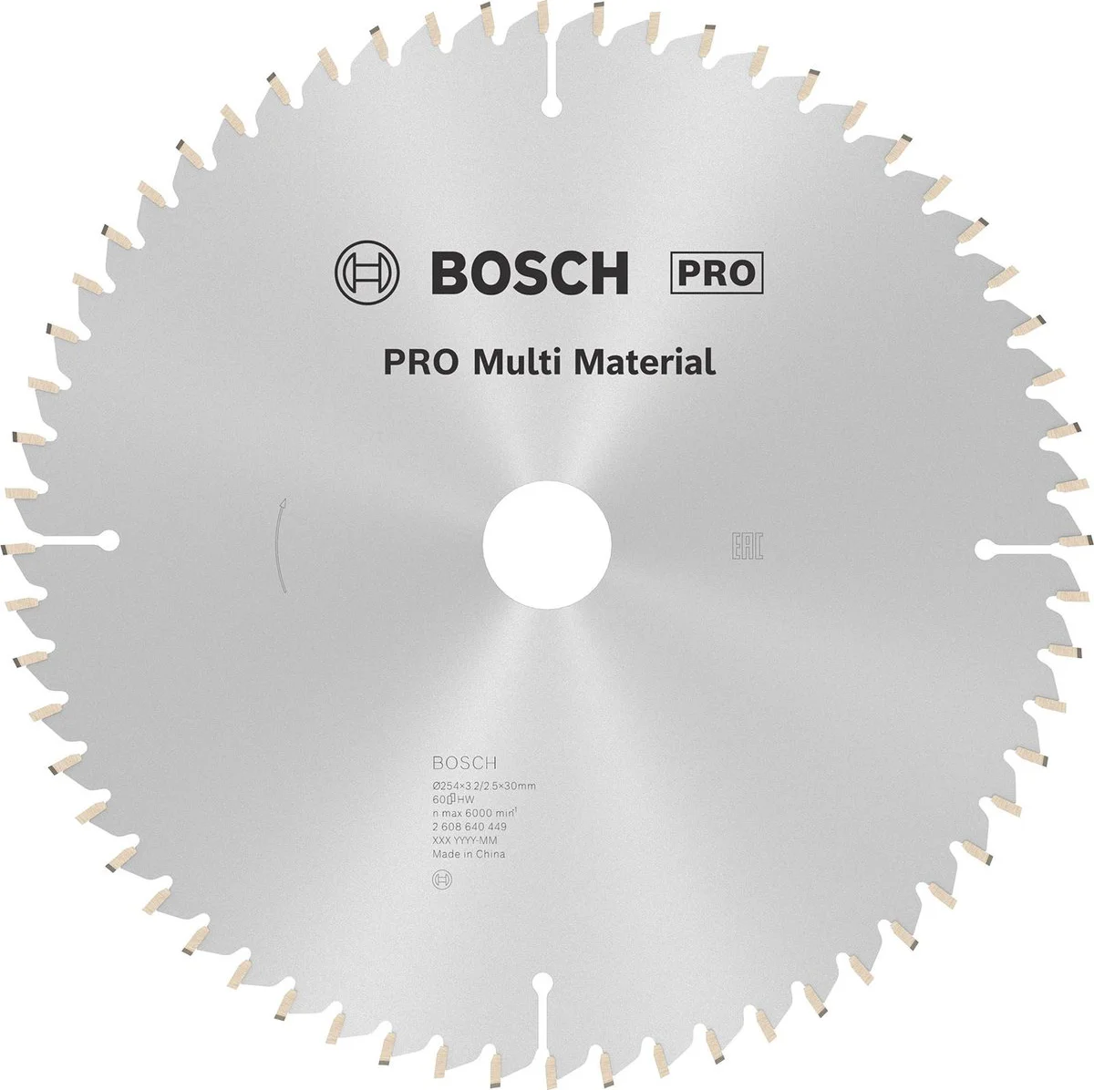 Bosch Professional Cirkelzaagblad PRO Multi Material | Ø 254 x 3,2 x 30mm 60T - 2608640449