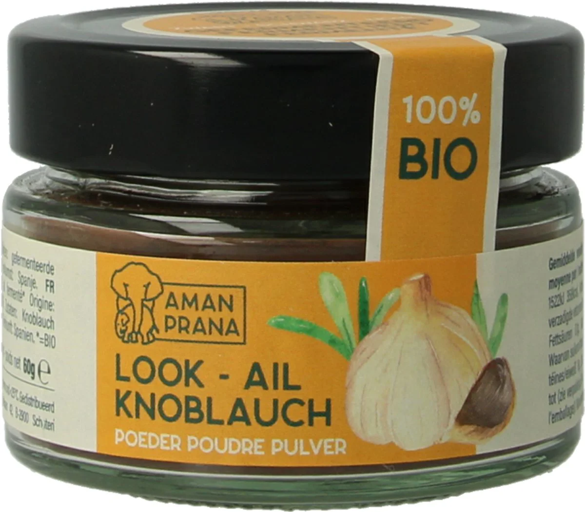 Aman Prana Zwarte Knoflook Poeder Bio 60GR