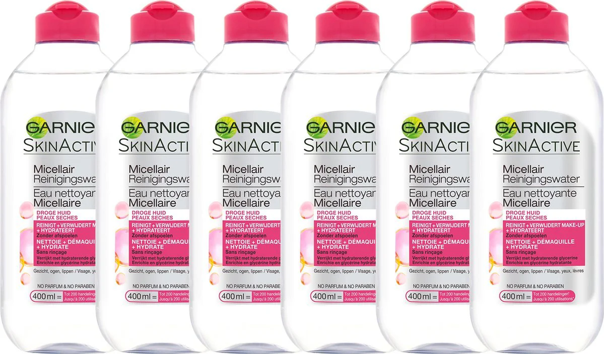 6x Garnier SkinActive Micellair Reinigingswater voor Droge Huid 400 ml