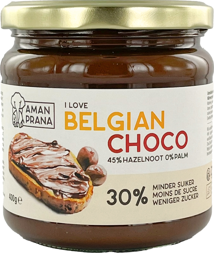 Aman Prana I Love Belgian Choco Hazelnootpasta 400GR