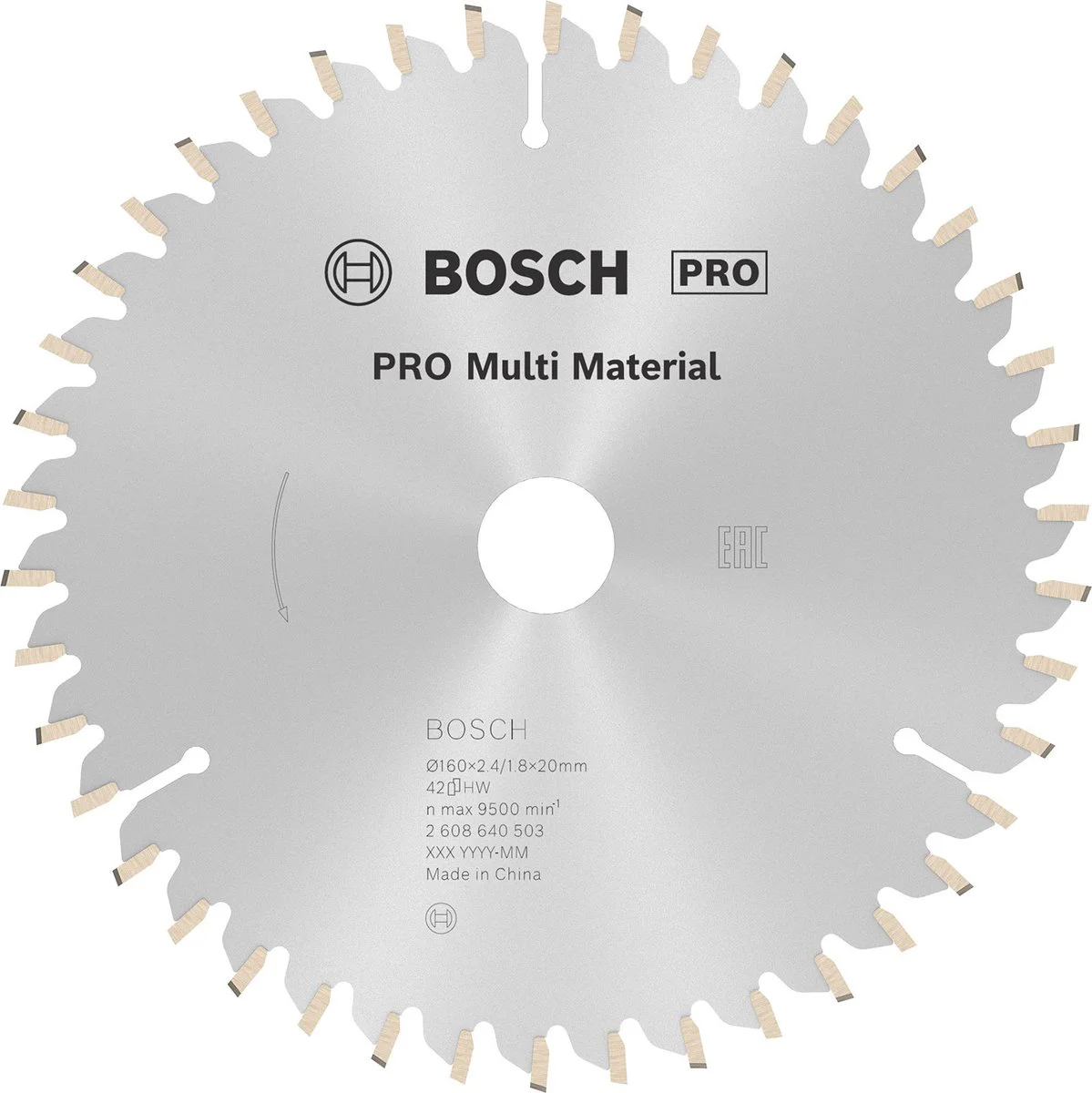 Bosch Professional Cirkelzaagblad PRO Multi Material | Ø 160 x 2,4 x 20mm 42T - 2608640503