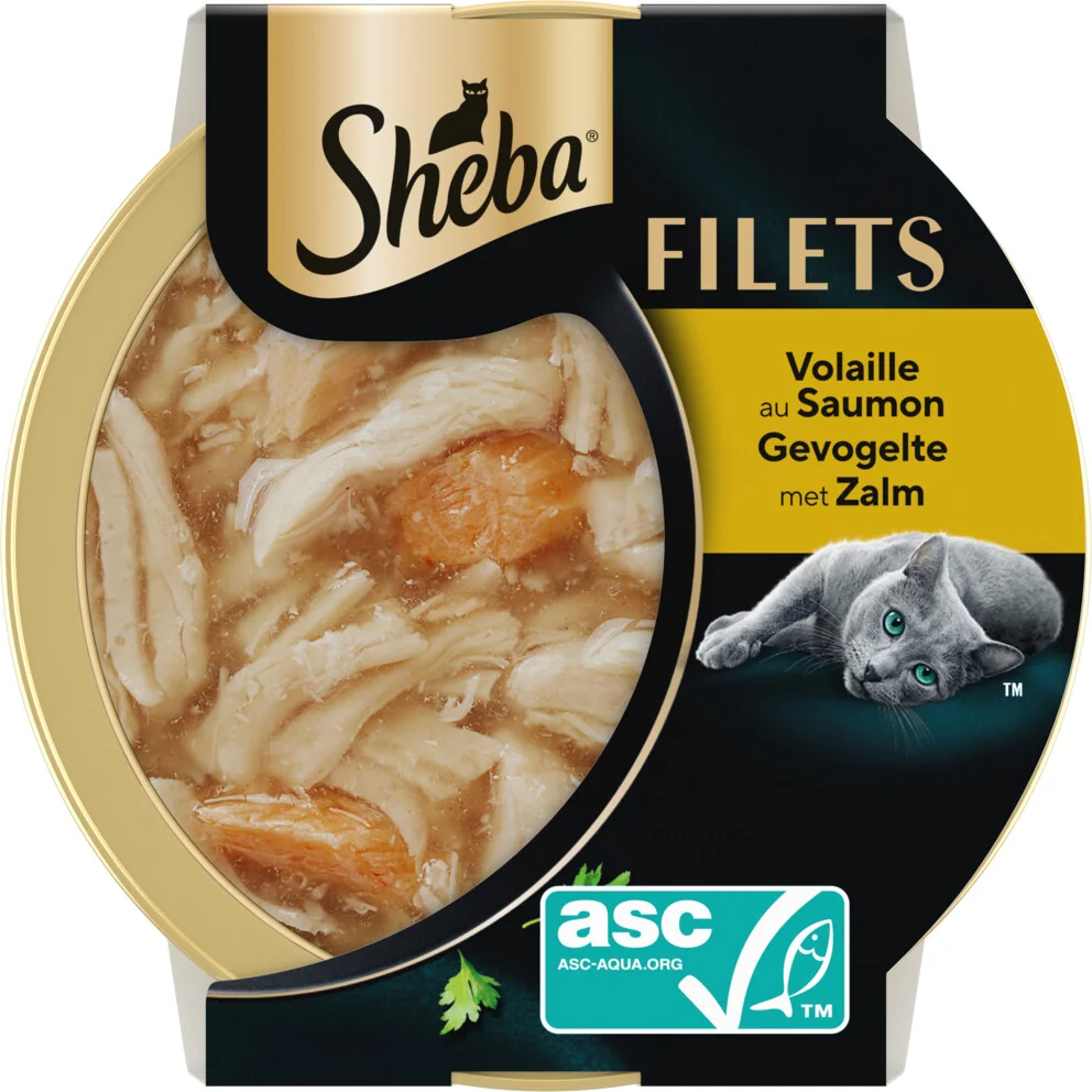 Sheba Kattenvoer Nat Filets in Saus Gevogelte en Zalm 60gr