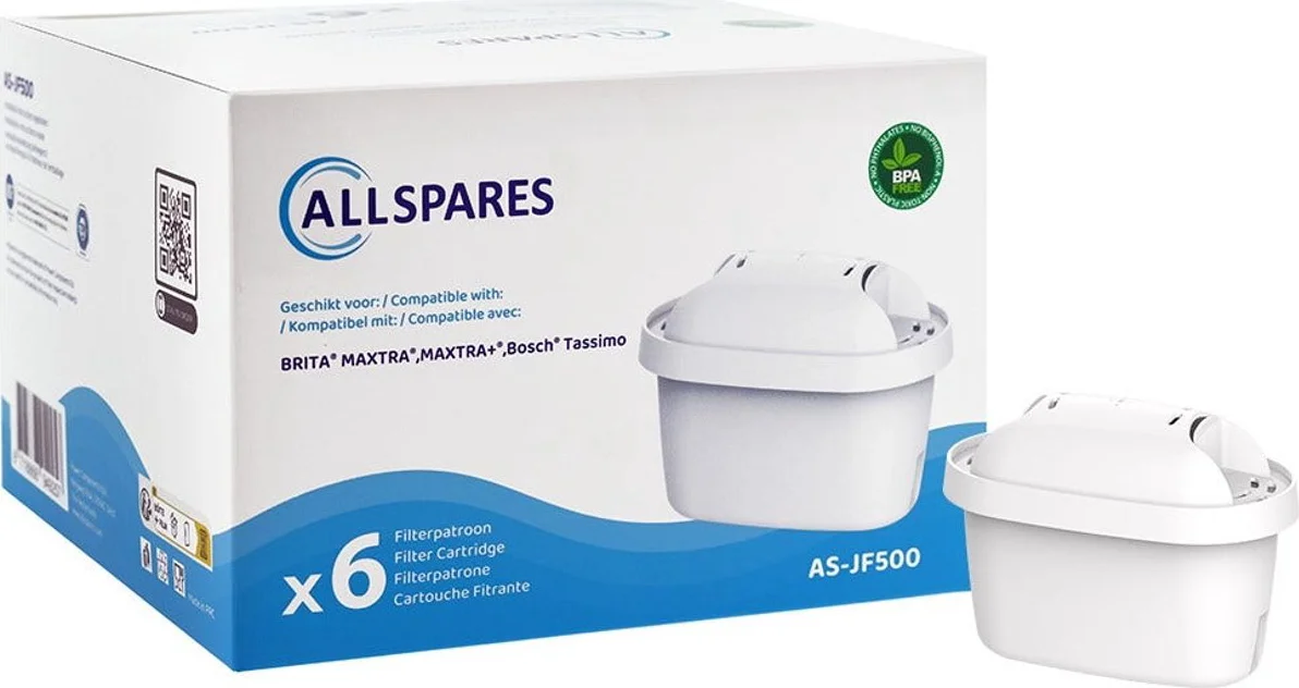 AllSpares Waterfilter (6x) voor Waterkannen 100486 - 101929 - 10222144 geschikt voor Brita Maxtra, Maxtra+ en Bosch Tassimo