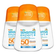 3x Garnier Ambre Solaire Sensitive Expert+ Roll-on Kids SPF 50+ 50 ml