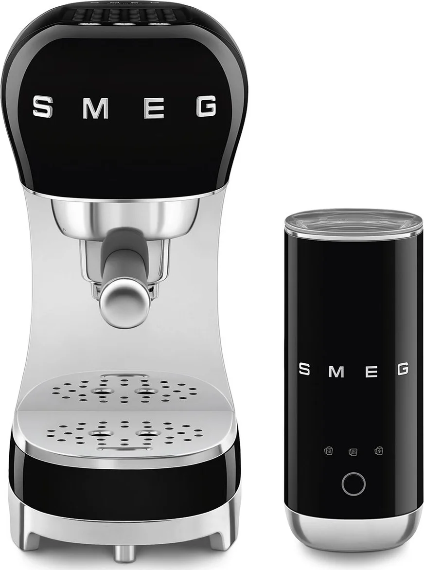 SMEG ECF12BLEU Zwart + melkopschuimer