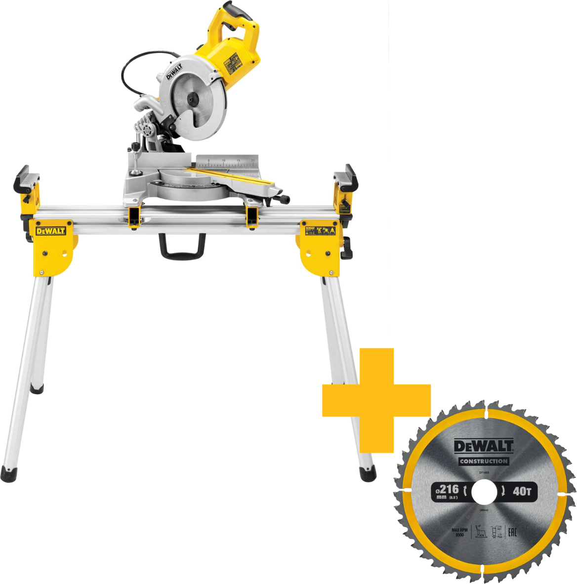 DeWALT DWS777SET Afkort-/Verstekzaag met XPS 216mm 1800W + DE7033 Onderstel