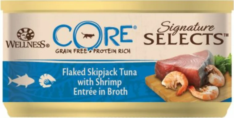 Wellness Core Kattenvoer Signature Selects Flaked Tonijn - Garnaal 79 gr