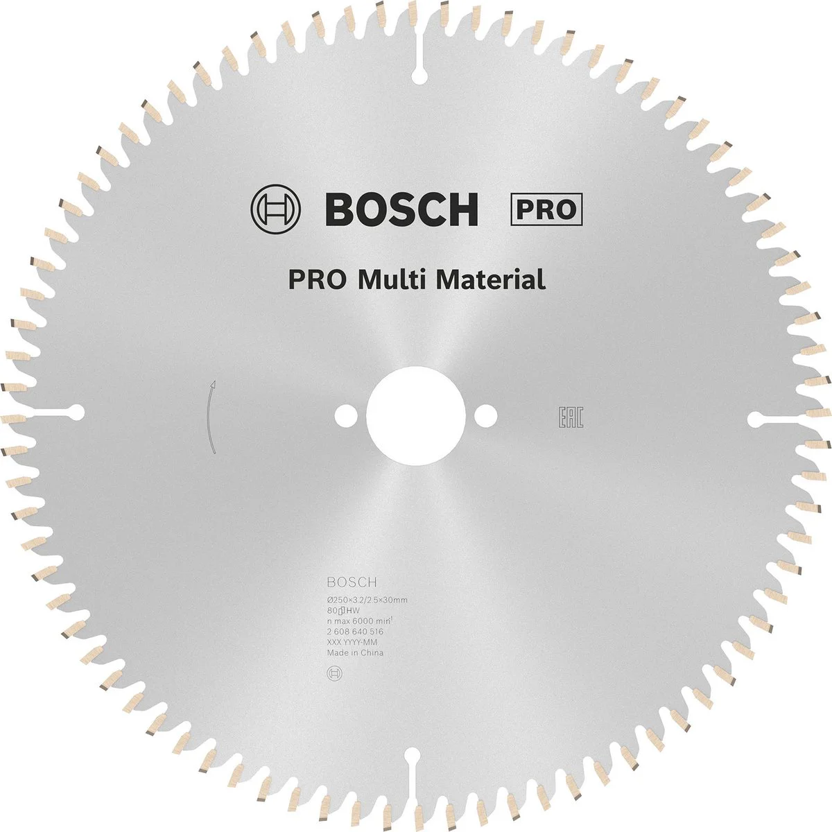 Bosch Professional Cirkelzaagblad PRO Multi Material | Ø 250 x 3,2 x 30mm 80T - 2608640516