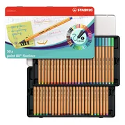 STABILO point 88 - Fineliner 0,4 mm - 50 Stuks Metalen Etui - Met 47 Verschillende Kleuren