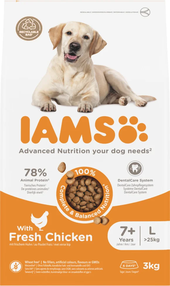 3x IAMS Dog Senior Large Kip 3 kg