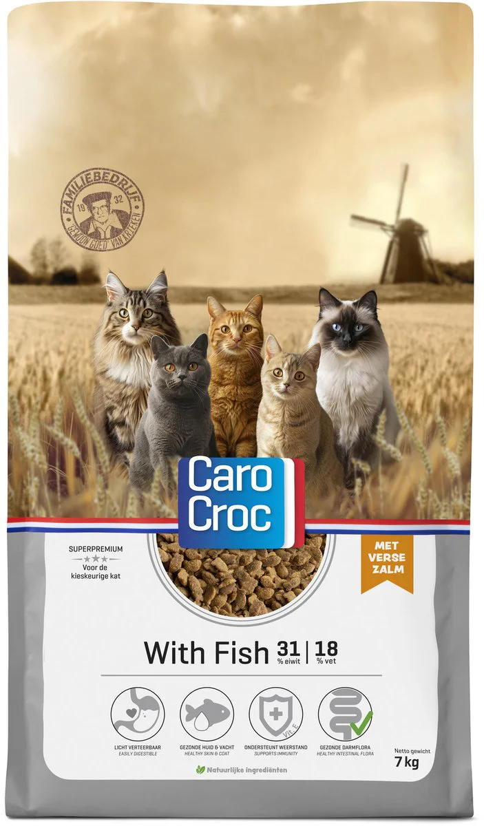CaroCroc Kattenvoer Droog met Vis 7 kg