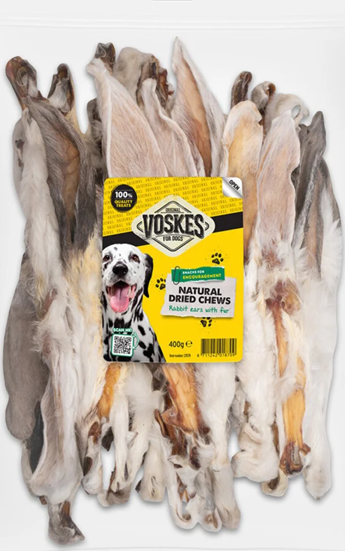 Voskes Hondensnack Konijnenoren met Vacht 400 gr