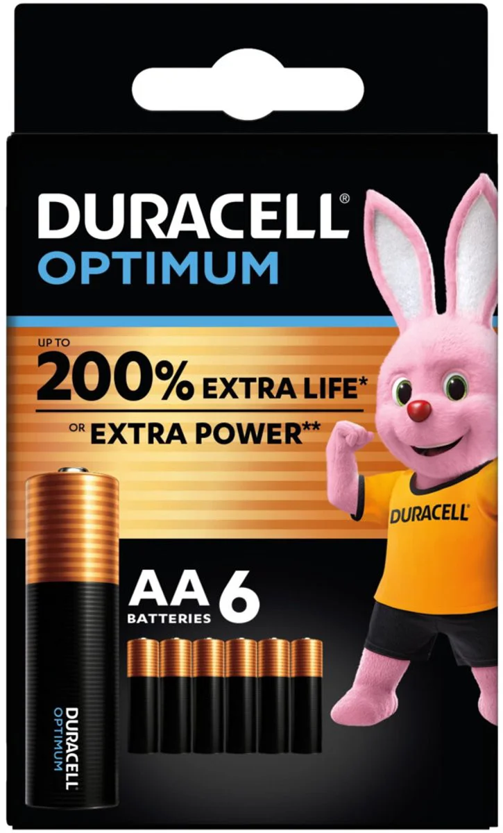 2x Duracell Alkaline Batterijen Optimum Promo AA 6 stuks