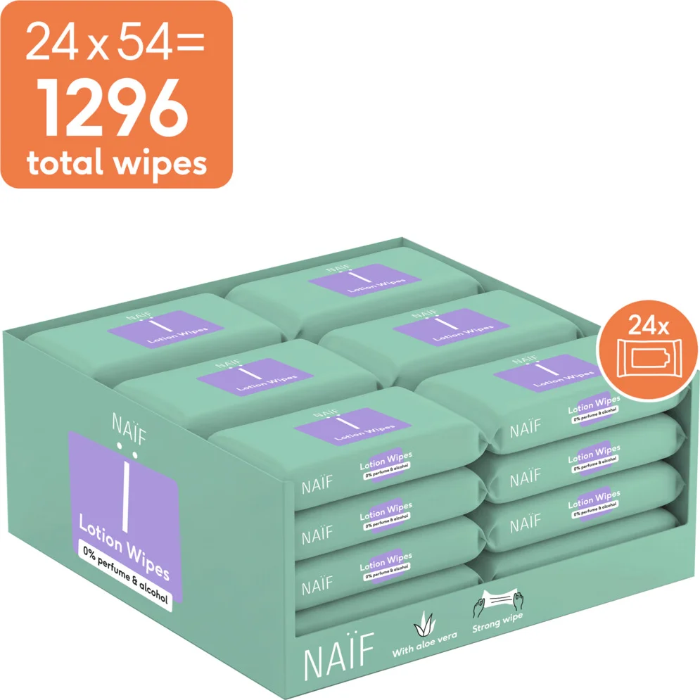 Naif Baby & Kids Lotion Billendoekjes Plasticvrij 24x54 = 1296 stuks