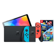 Nintendo Switch OLED Blauw/Rood + Super Mario Galaxy 1+2