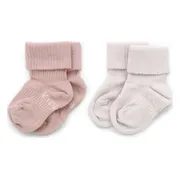 KipKep Blijf-Sokjes - babysokjes - Mauve - Maat 6-12 maanden - 2-pack - zakken niet af - stay-on-socks