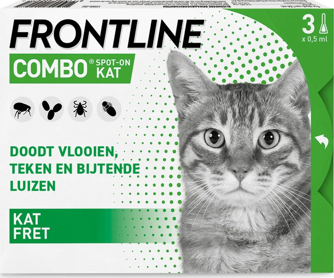 Frontline Combo Spot On Anti Vlooiendruppels Kat vanaf 1 kg 3 pipetten