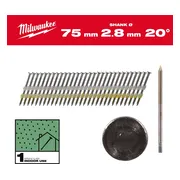 Milwaukee Rondkopnagels 20° 75 x 2,8mm | ring schacht | gegalvaniseerd VE=2000 - 4932492588