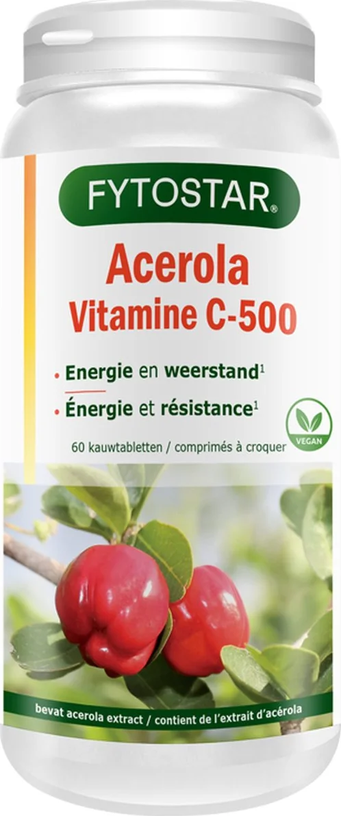 Fytostar Acerola Vitamine C-500 Kauwtabletten 60KTB