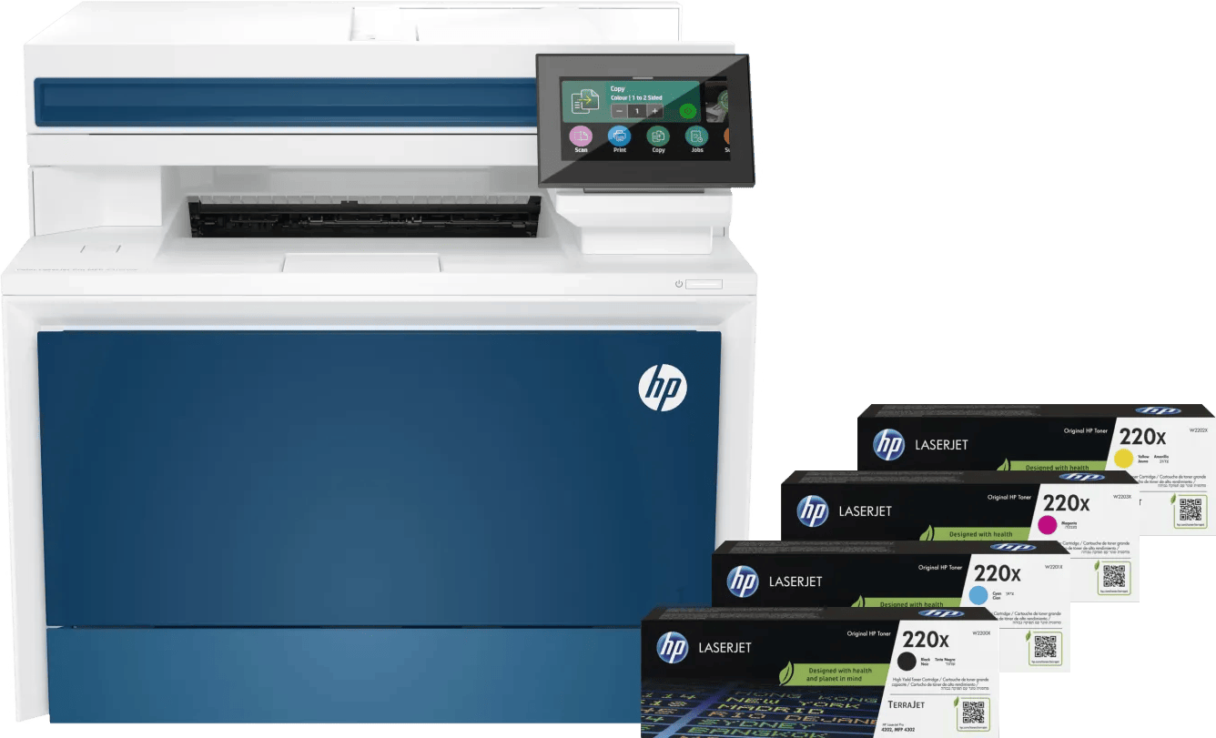 HP Color LaserJet Pro MFP 4302dw + 1 set extra XL toners
