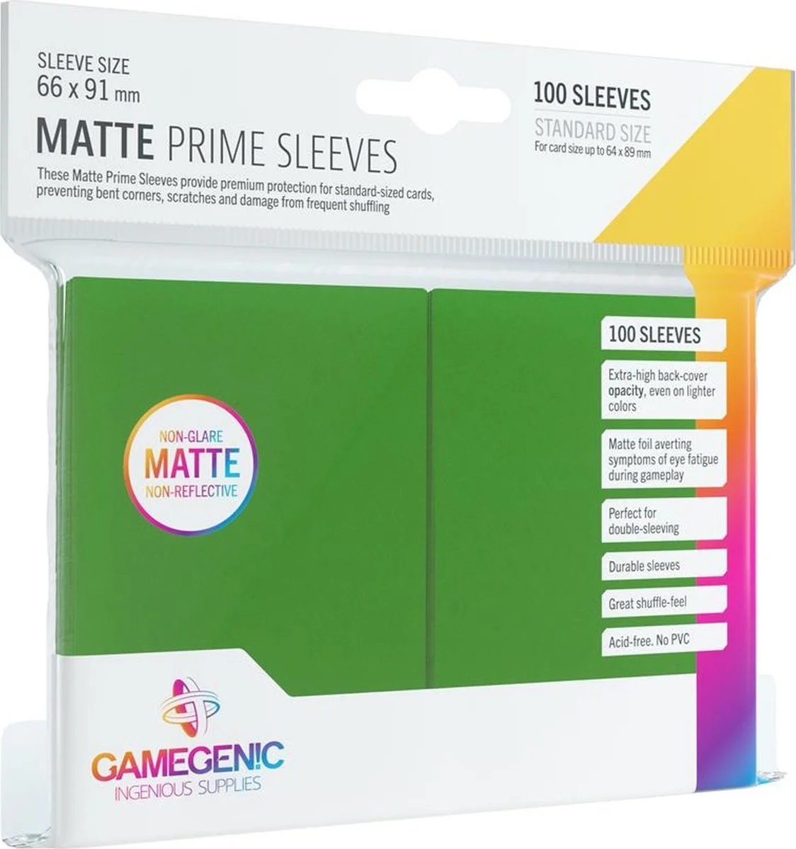 Gamegenic - Sleeves Matte Prime Green (100 Sleeves)