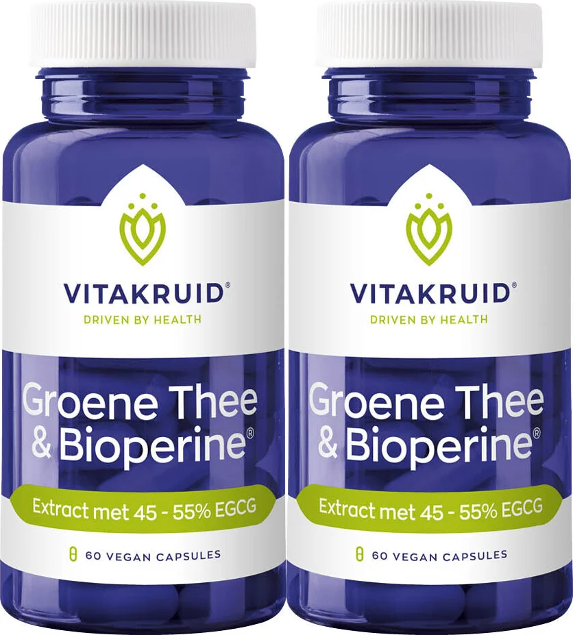 2x Vitakruid Groene Thee & Bioperine 60 vegancapsules