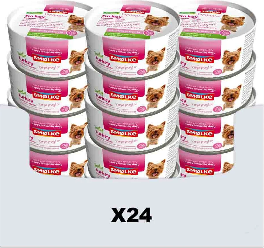 24x Smolke Hondenvoer Soft Paté Kalkoen 125 gr