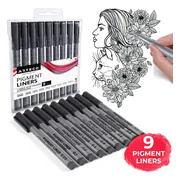 ARTECO® 9 Pigment Liners – Fineliners - Handlettering – Gepigmenteerde inkt - Schrijven – Schetsen – Pennen
